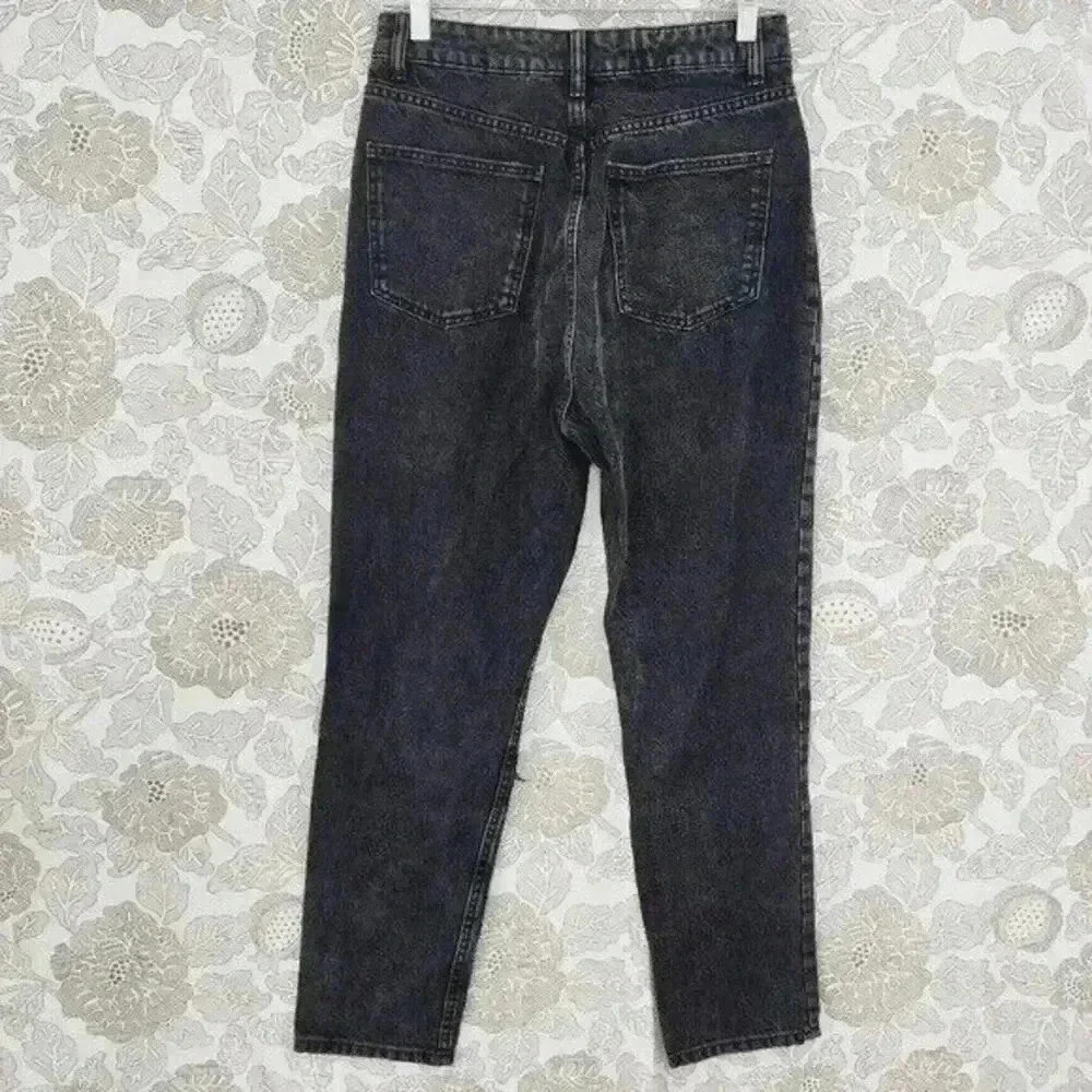 Zara Black Distressed High-Rise Mom Jeans - Picture 2 of 6